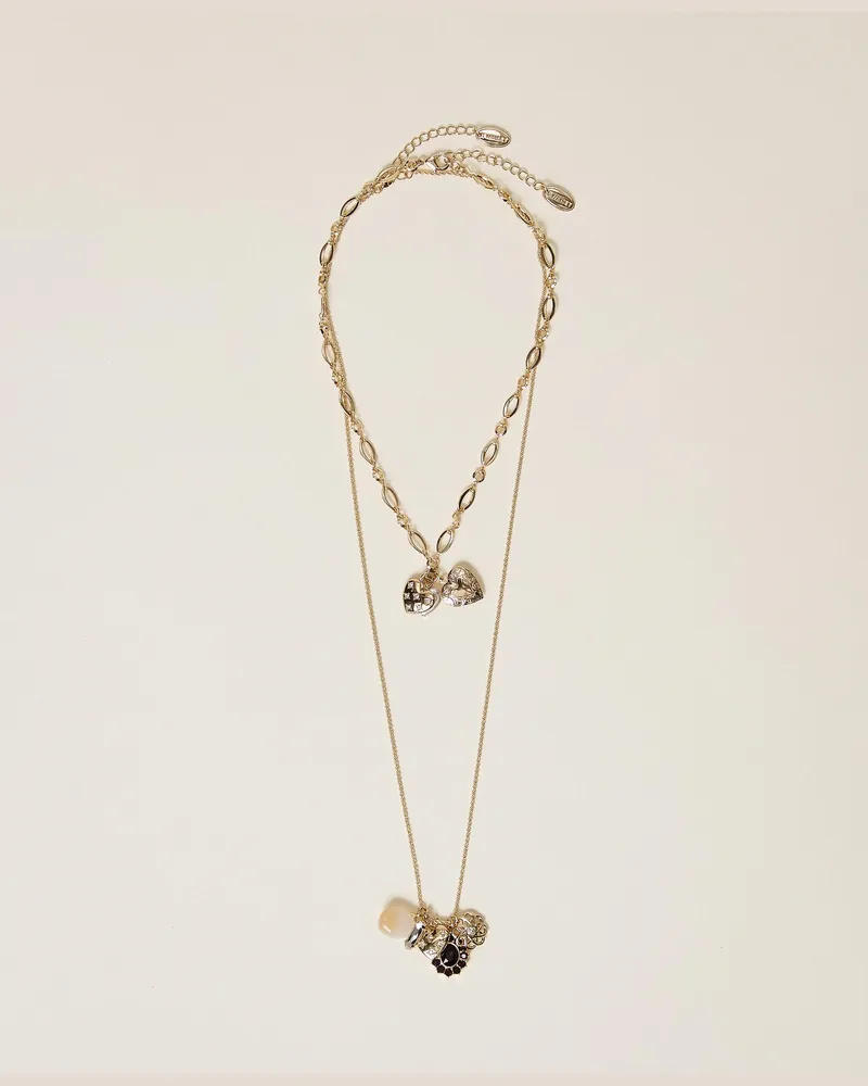 Twin-Set Halsketten-Set mit Herzen, Damen, New Gold New