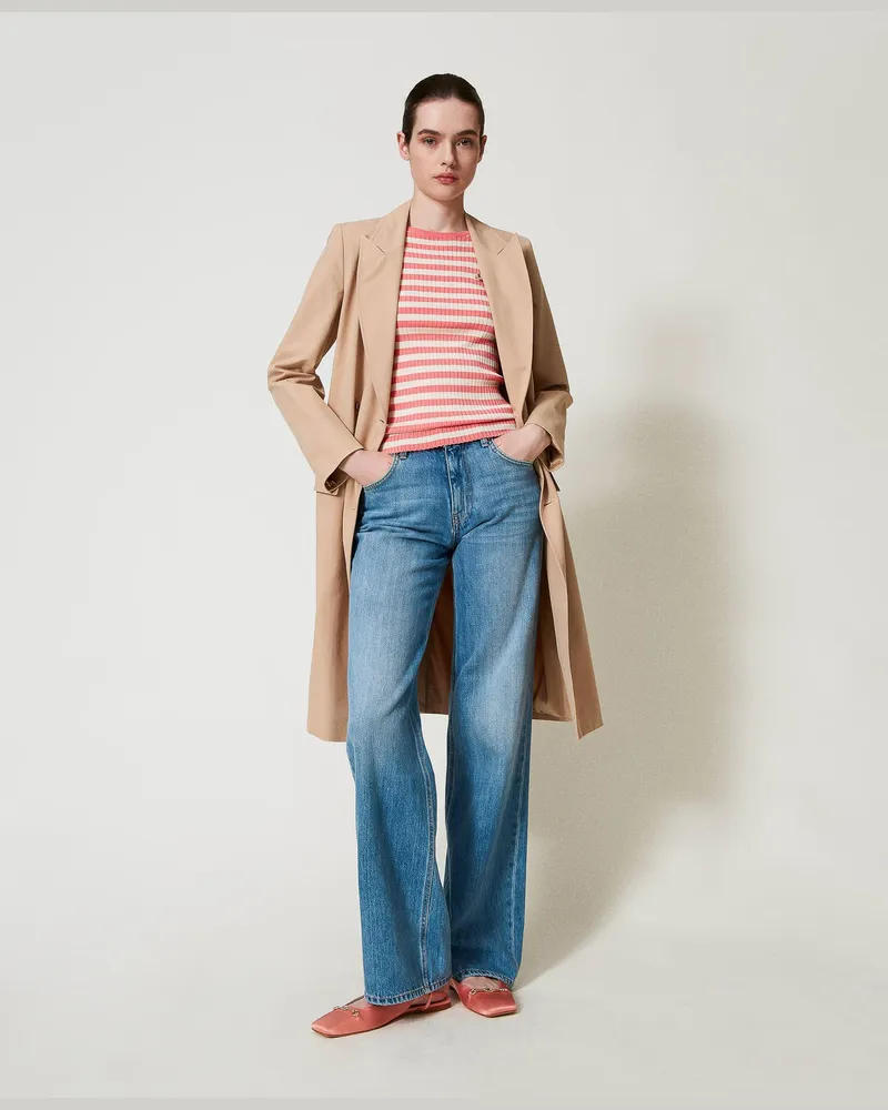 Twin-Set Jeans im Straight-Fit mit fünf Taschen, Denim hell, Größe Denim