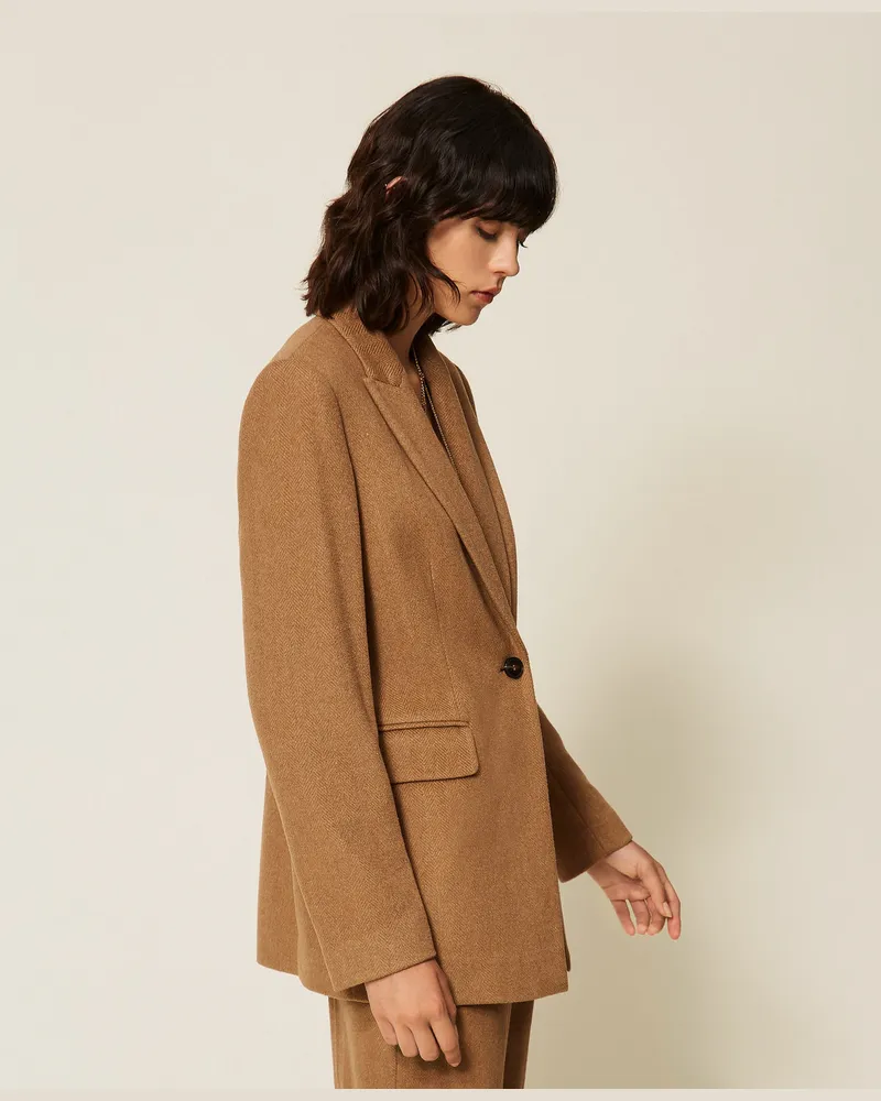 Actitude by Twinset Fischgrat-Blazer aus Wollmischung Toffee