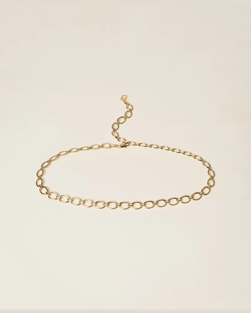 Twin-Set Accessoires - Gürtel aus Kettengliedern mit „Oval T", Old Gold, Größe Old