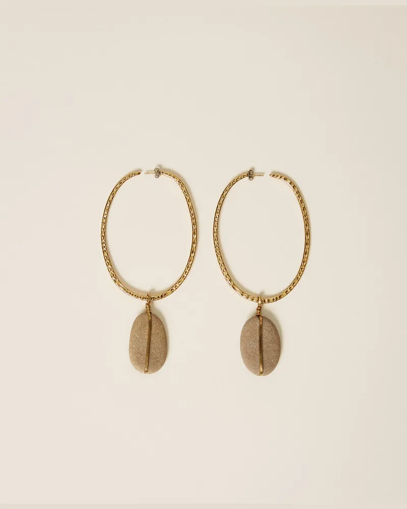 Twin-Set Accessoires - Creolen mit Anhänger, Old Gold, Einheitsgröße Old