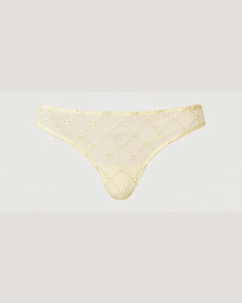 Twin-Set Unterwäsche - Tanga aus Tüll mit Oval Ts, Yellow Butter, Größe: V 