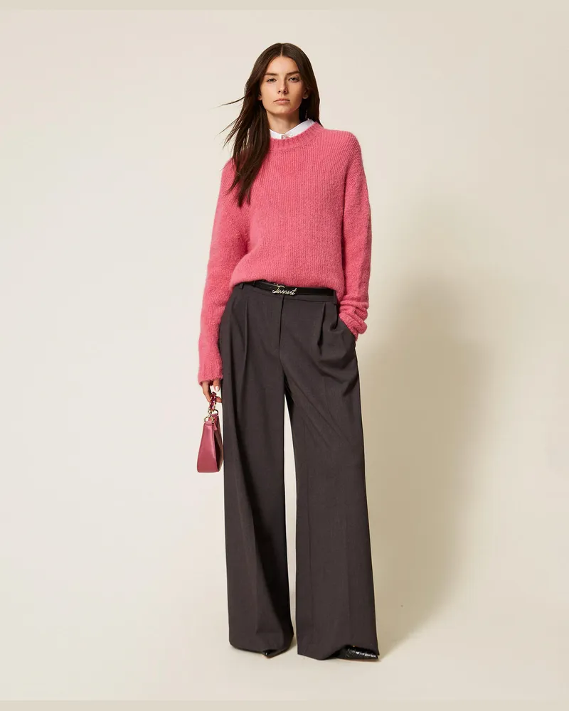 Twin-Set Pullover aus Alpakamischung, Dunkles Cashmere Rose, Größe: XXL 