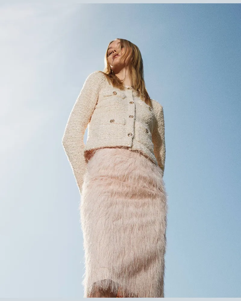 Twin-Set Röcke - Midirock aus Fäden in Federoptik, Cupcake Pink, Größe: 48 