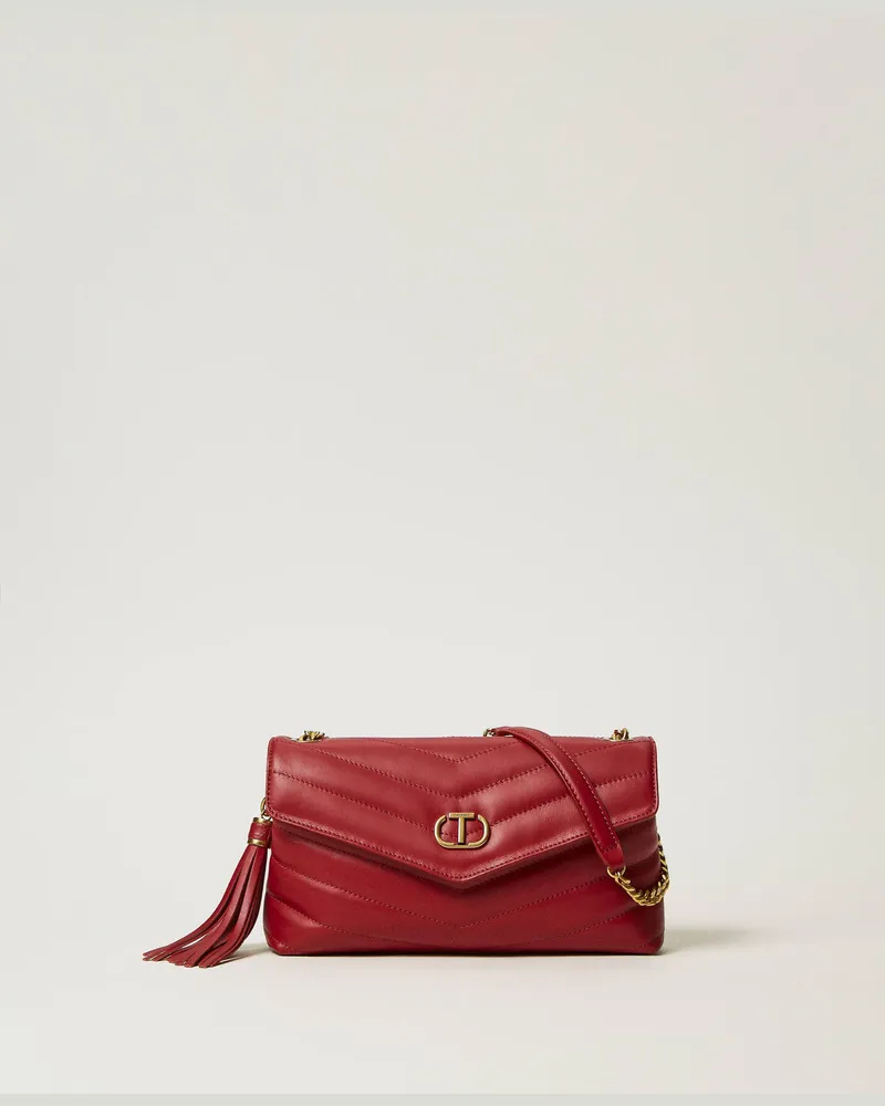 Twin-Set Taschen - Mittelgroße Umhängetasche „Dreamy" aus Leder, Bordeaux, Einheitsgröße 