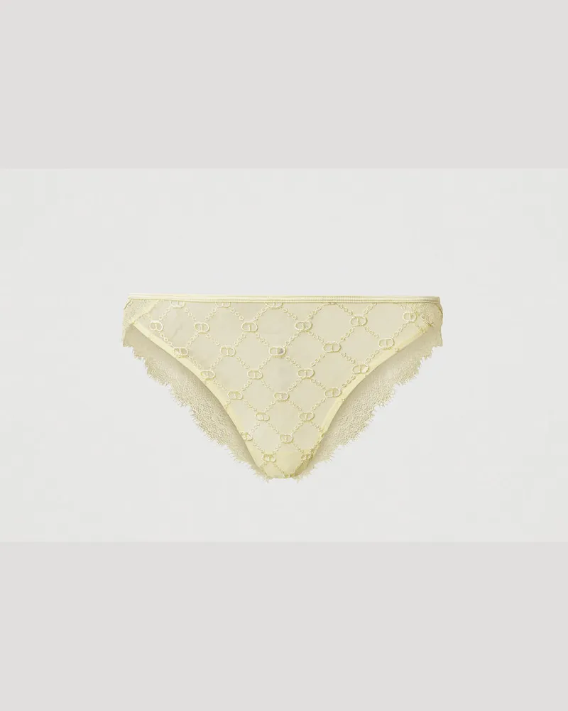 Twin-Set Unterwäsche - Brazilian-Slip aus Tüll mit Oval Ts, Yellow Butter, Größe: II 