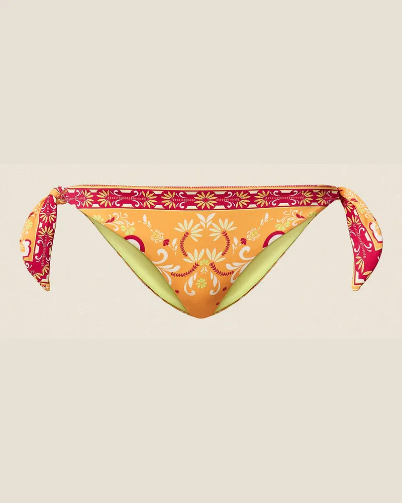 Twin-Set Bademode - Bikinitanga mit Foulardprint, Print Foulard Orange, Größe Print