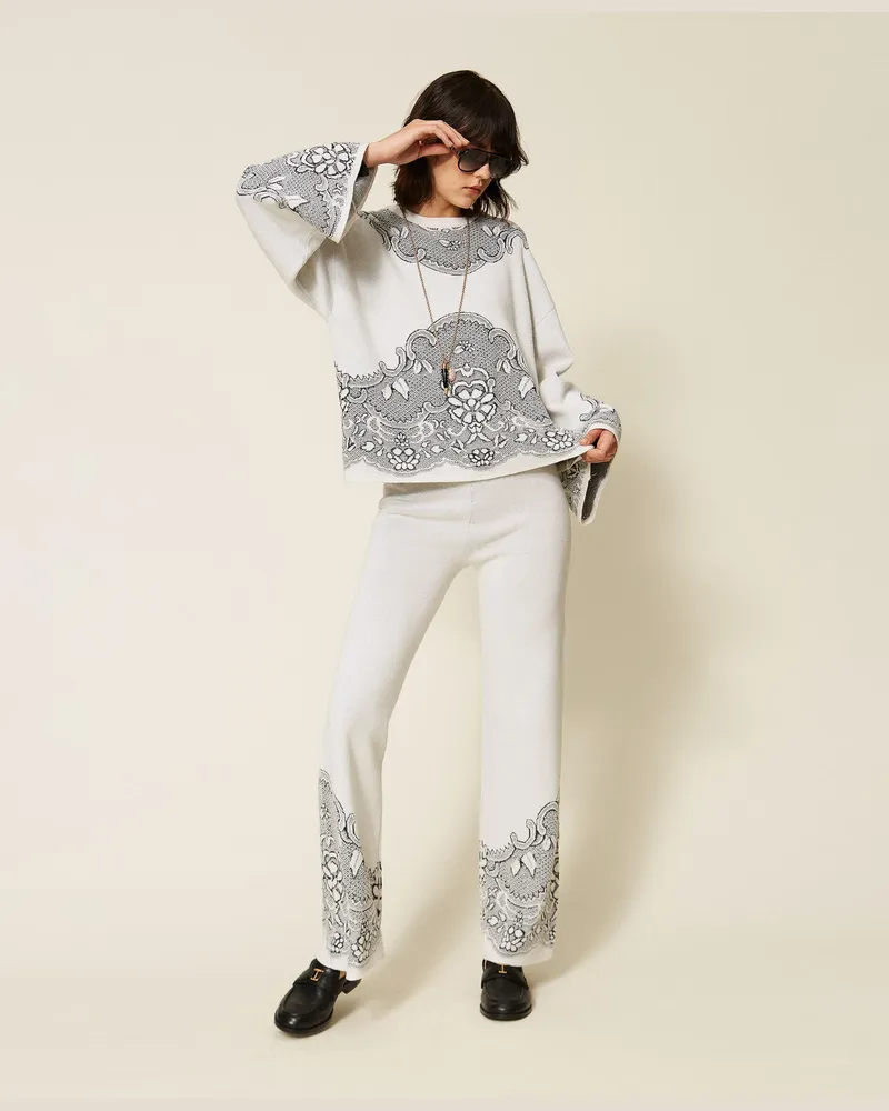 Twin-Set Jacquard-Strickhose aus Wollmischung Jacquard