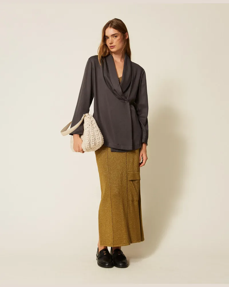 Twin-Set Midi-Strickrock mit Lurex Shiny