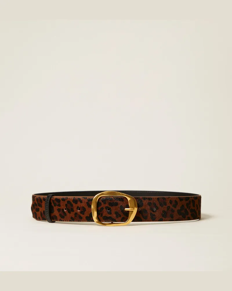 Twin-Set Accessoires - Gürtel aus Leder mit Animaldessin, Animalprint, Größe Animalprint