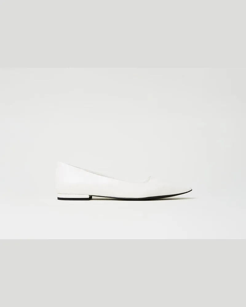 Actitude by Twinset Schuhe - Ballerina mit spitz zulaufender Zehenpartie, White Sahne, Größe White