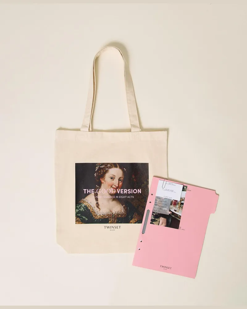 Twin-Set Shopper aus Twill mit Aufdruck A CERTAIN SMILE, Damen, A certain smile A