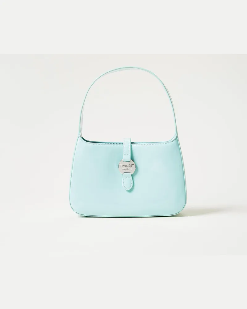Actitude by Twinset Taschen - Hobo-Bag in Lackoptik, "Canal Blue"-Azur, Einheitsgröße 
