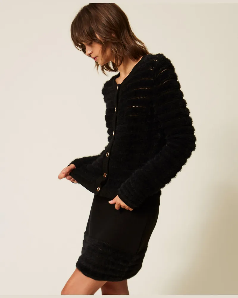 Actitude by Twinset Strickjacke mit Goldknöpfen Schwarz