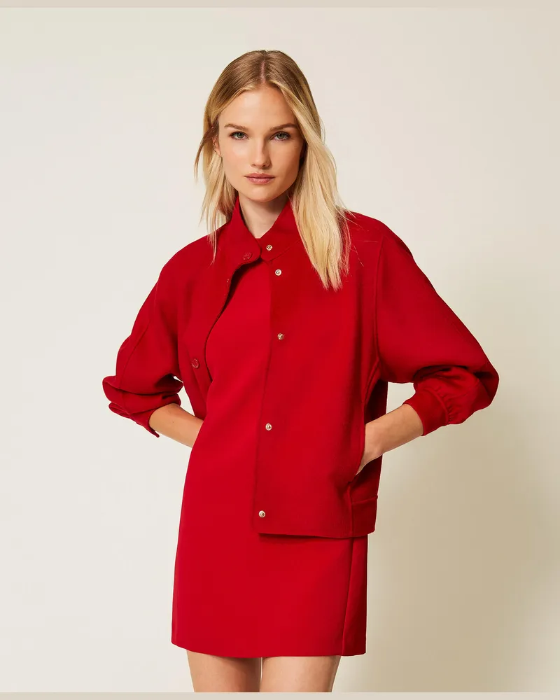 Twin-Set Jacken und Outerwear - Bomberjacke aus zweilagigem Tuch, Venedigrot, Größe Venedigrot