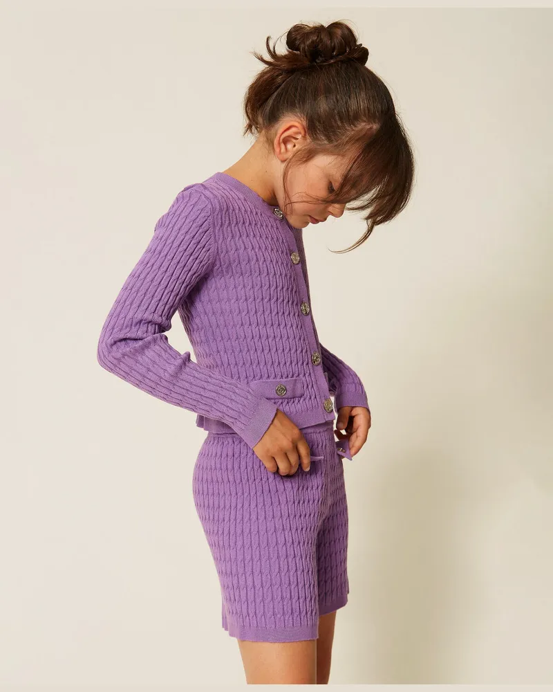 Twin-Set Figurbetonter Strick-Cardigan mit Zopfmuster 