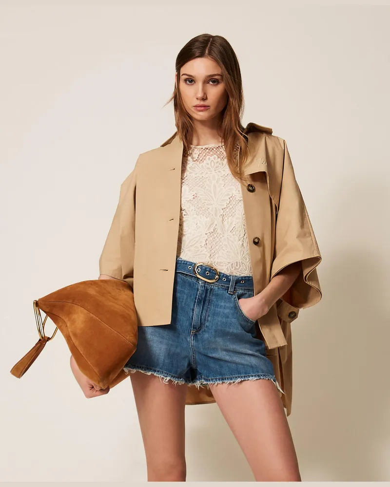 Twin-Set Jeansshorts mit Gürtel, Denim hell, Größe Denim