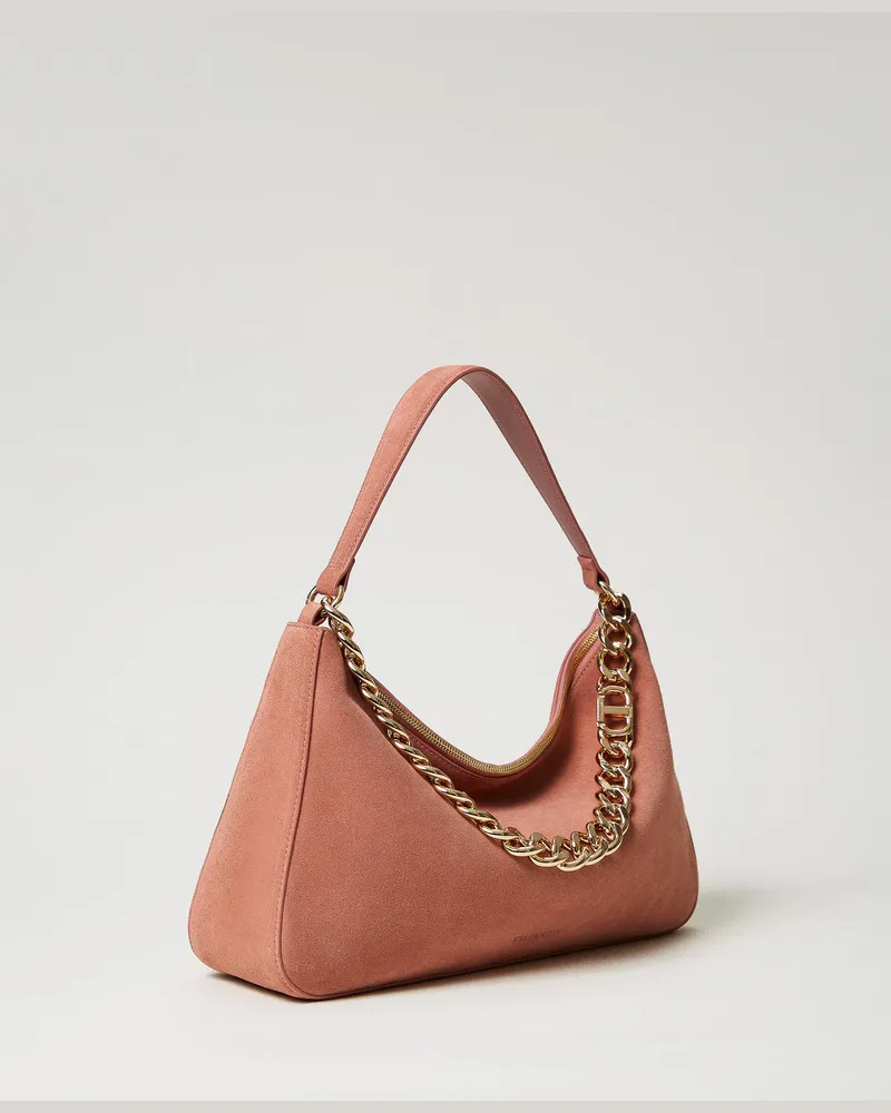 Twin-Set Taschen - Mittelgroße Tasche „Liliane" aus Rauleder, Puderrosa, Einheitsgröße Puderrosa