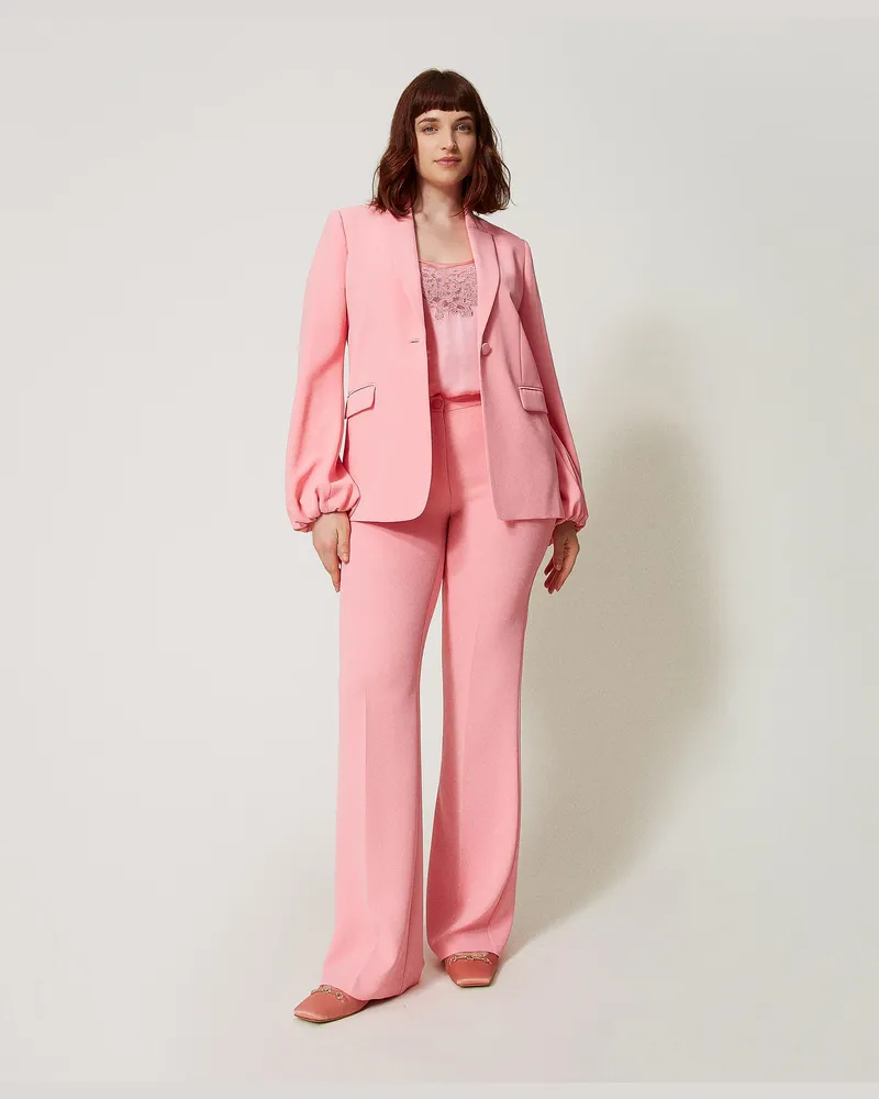 Twin-Set Hosen - Flare-Hose aus Krepp, Peach, Größe Peach
