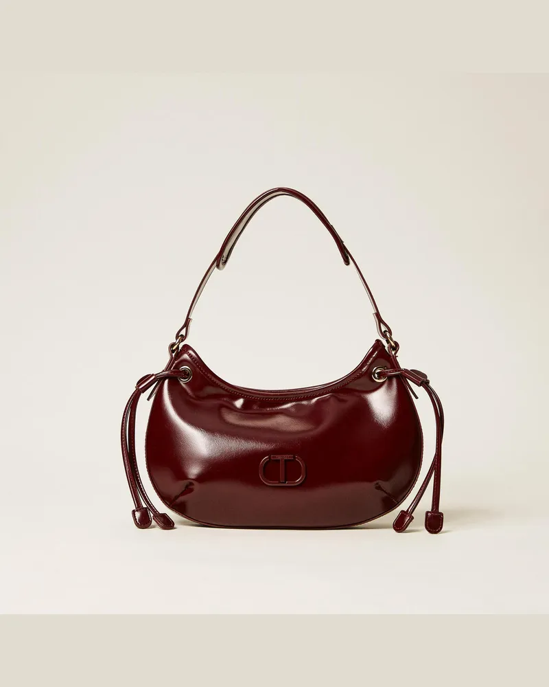 Twin-Set Taschen - Hobo-Bag „Glossy" mit Schnüren, "Winetasting"-Violett, Einheitsgröße 