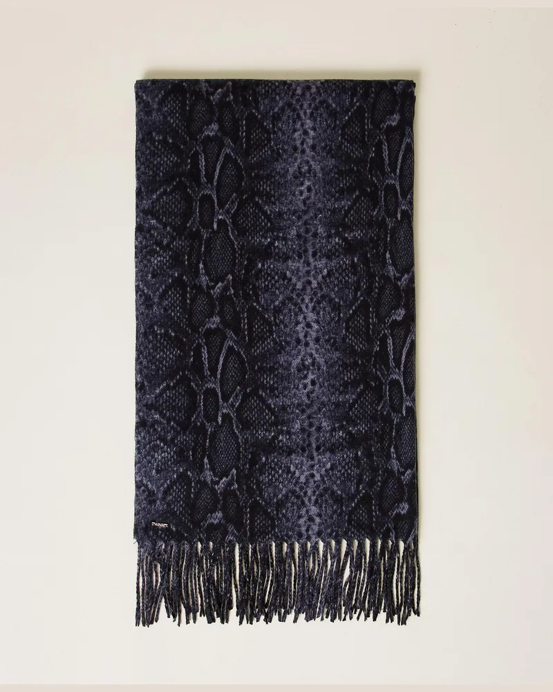 Twin-Set Stola mit Animalprint, Damen, Pythonprint Blue Violet / Black Pythonprint
