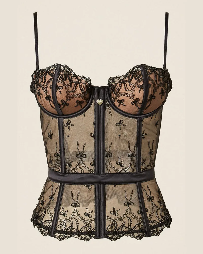 Twin-Set Bustier aus Tüll mit Schleifen Schwarz