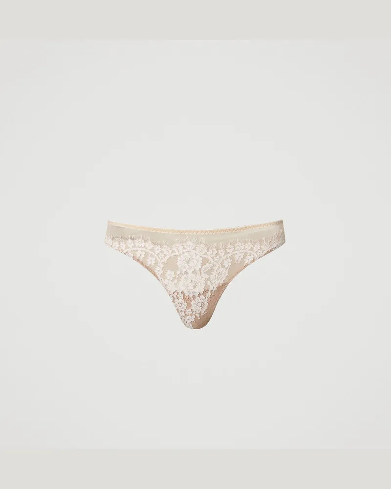 Twin-Set Unterwäsche - Stringtanga aus Tüll und Spitze, Zweifarbig Wonder Beige / Perlmutt, Größe: II 
