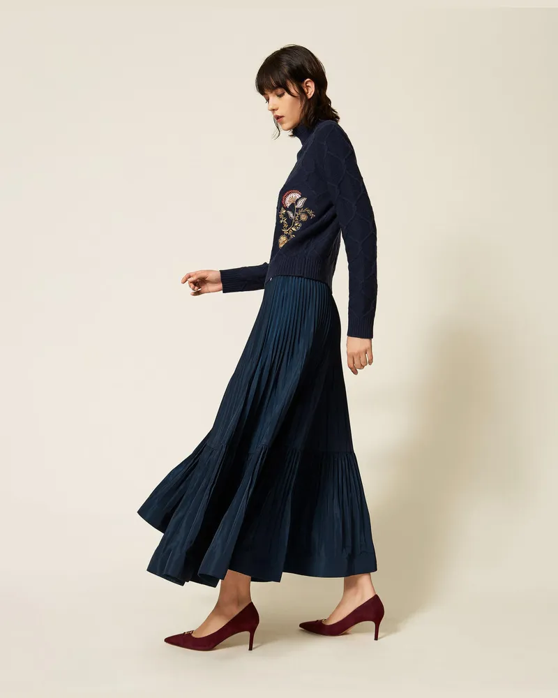 Actitude by Twinset Maxi Taft-Plisseerock Blue