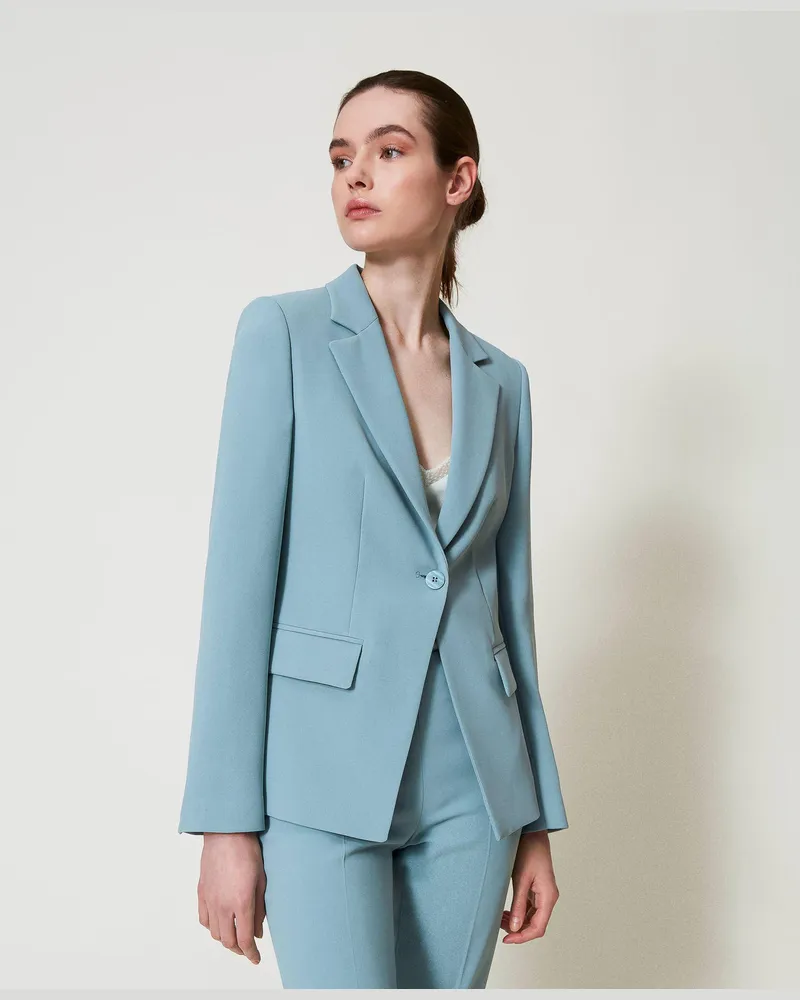 Twin-Set Jacken und Outerwear - Blazer aus fließendem Krepp, "Zuckerpapier"-Grau, Größe Zuckerpapier-grau