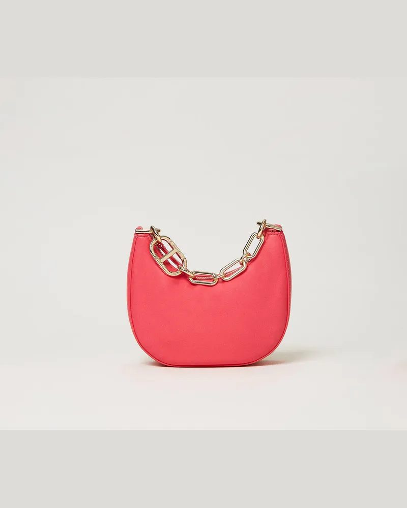Twin-Set Taschen - „Mini Croissant"-Bag mit „Oval T"-Tragekette, „Bright Rose"-Rosa, Einheitsgröße 