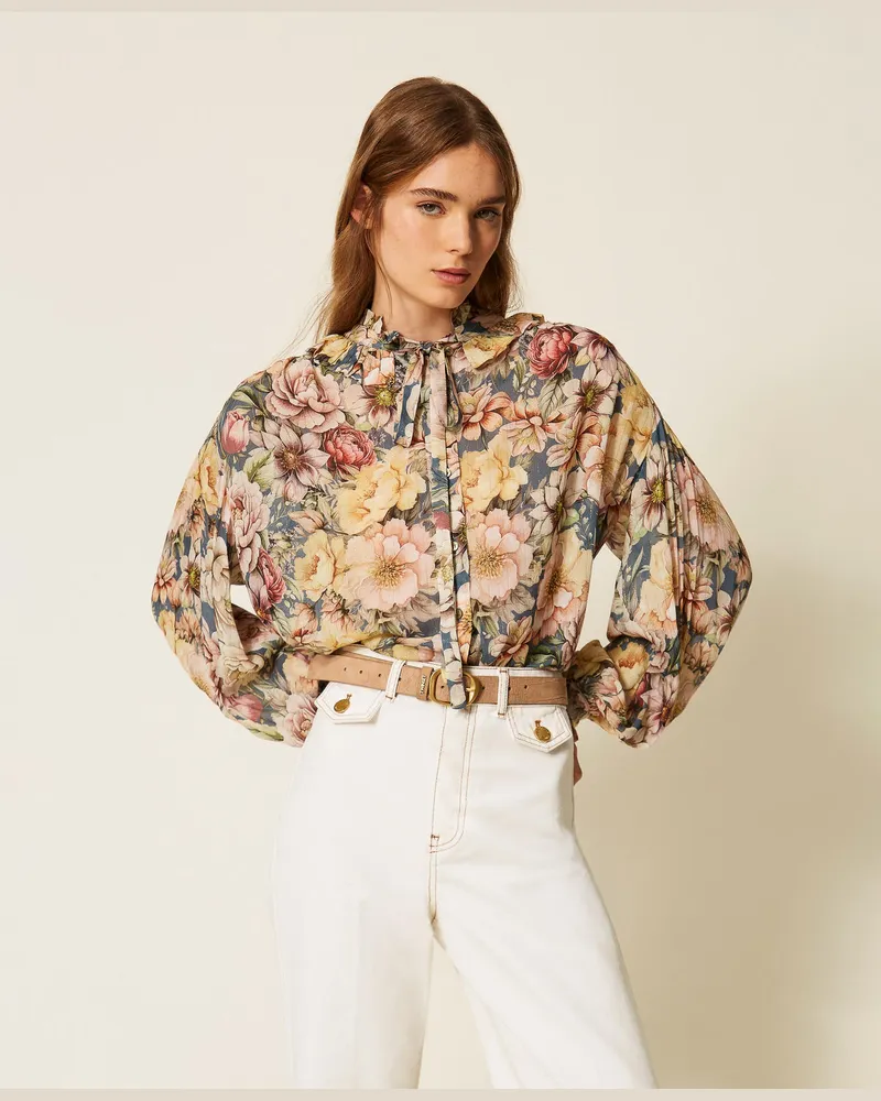 Twin-Set Hemdbluse aus geblümtem Krepon Flowers