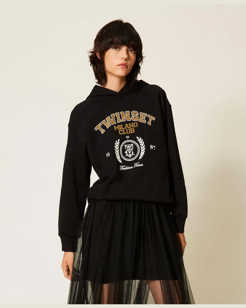 Twin-Set Sweatshirt mit Kapuze und Logodruck 