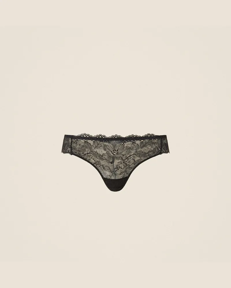 Twin-Set Brazilian-Slip aus Spitze, Damen, Schwarz Schwarz