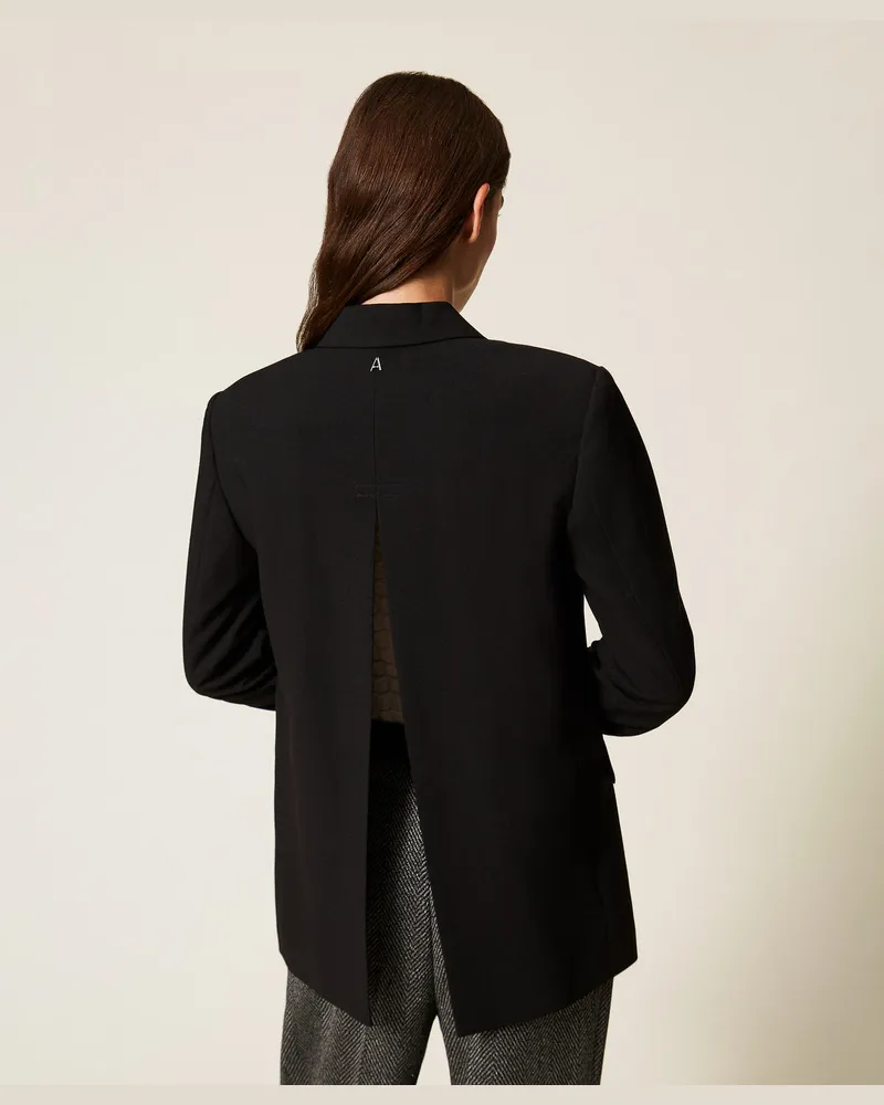 Actitude by Twinset Jacken und Outerwear - Blazer mit bezogenen Knöpfen, Schwarz, Größe Schwarz