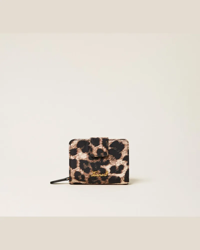 Twin-Set Kleine Geldbörse mit Rundumreißverschluss und Animal-Print Leopardenprint