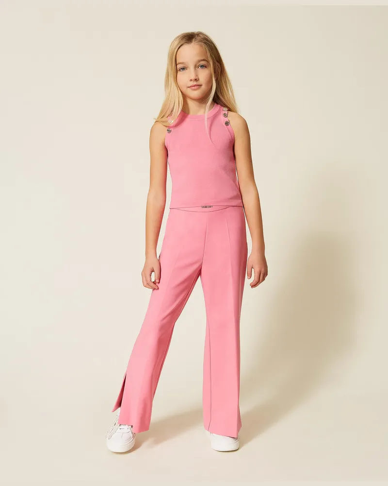 Twin-Set Tops - Stricktop mit Knöpfen, "Aurora Pink"-Rosa, Größe: 8A 