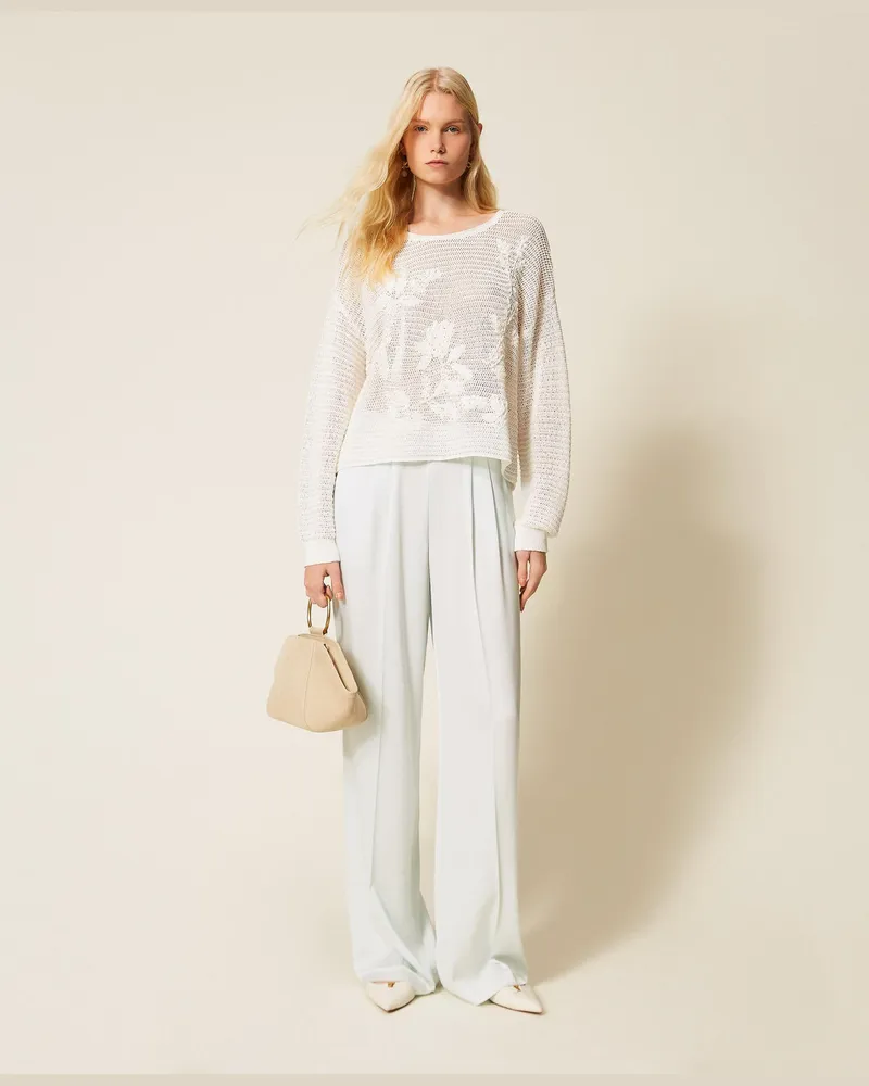 Twin-Set Hosen - Weite Hose aus Satin, "Aqua"-Hellblau, Größe Aqua-hellblau