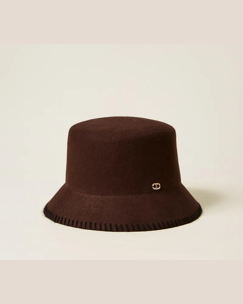 Twin-Set Accessoires - Bucket aus Wolltuch, Black Chocolate, Wolle, Einheitsgröße Black