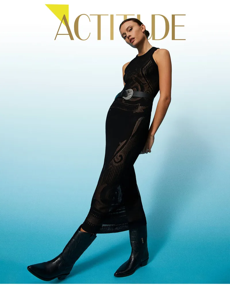 Actitude by Twinset Kleider - Maxi-Jacquardkleid mit Stern, Schwarz, Größe Schwarz