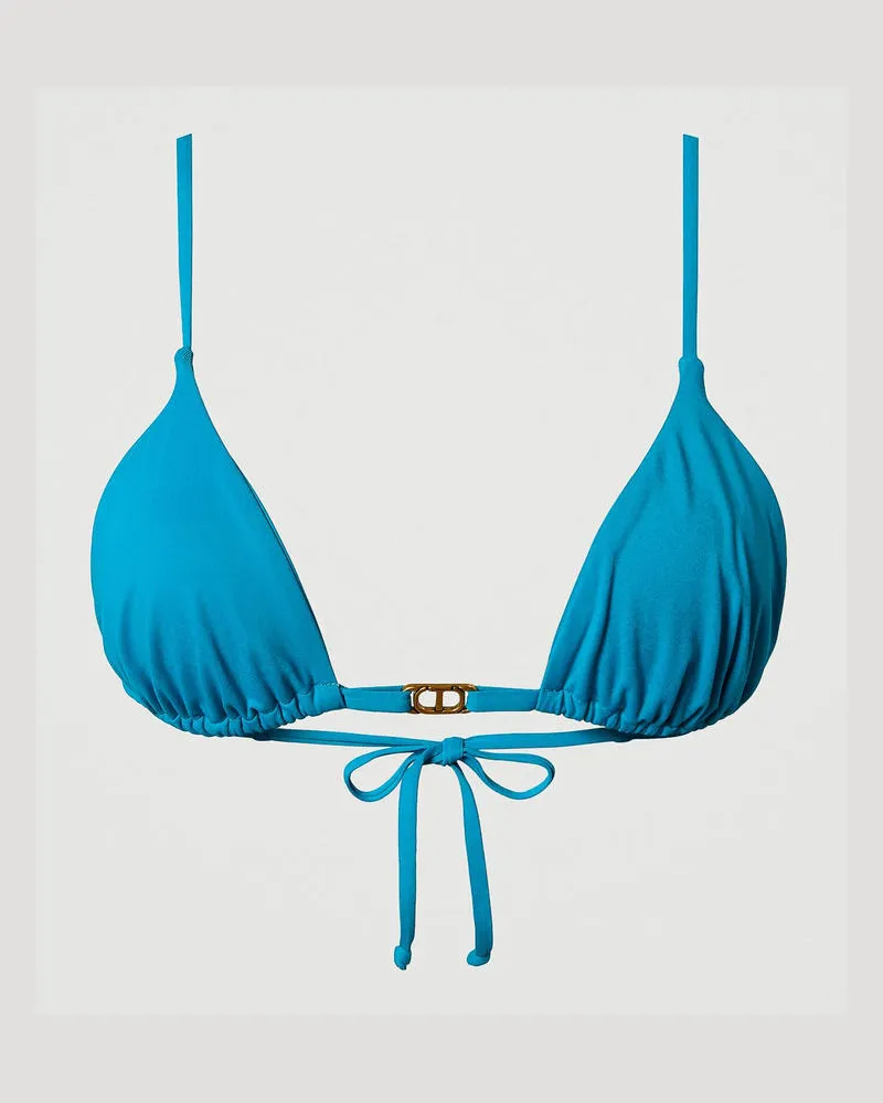 Twin-Set Bademode - Triangel-Bikinitop mit Oval T, Turquoise, Größe: 2-B 