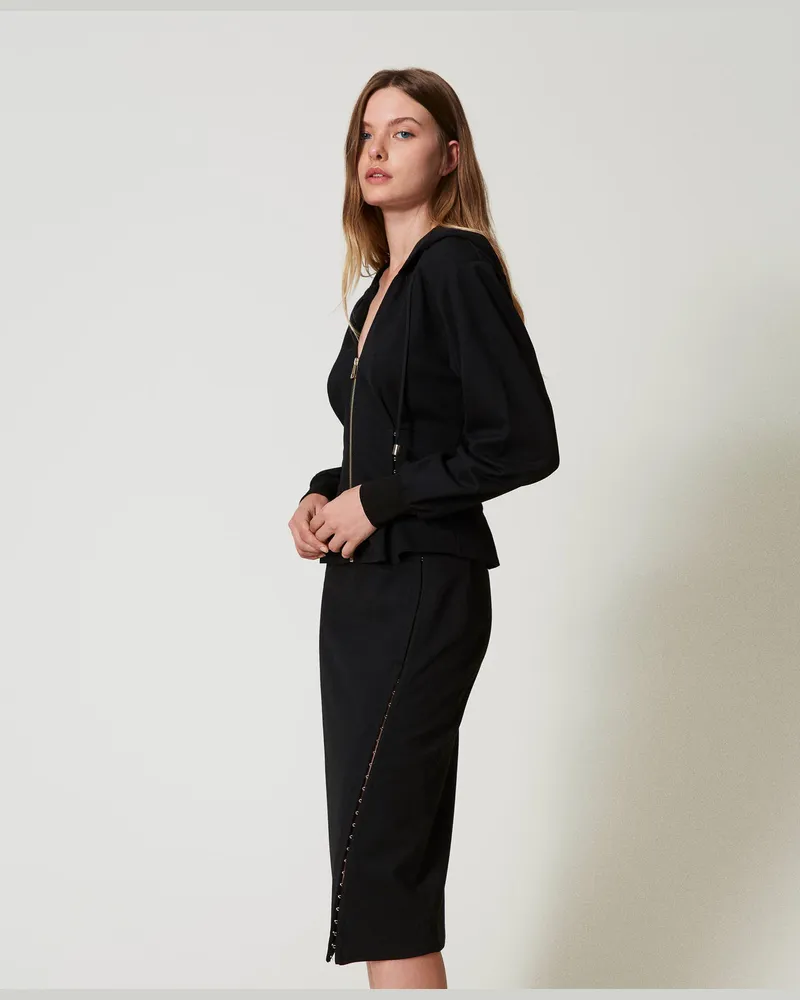 Actitude by Twinset Röcke - Midirock mit Zierhäkchen, Schwarz, Größe: M 