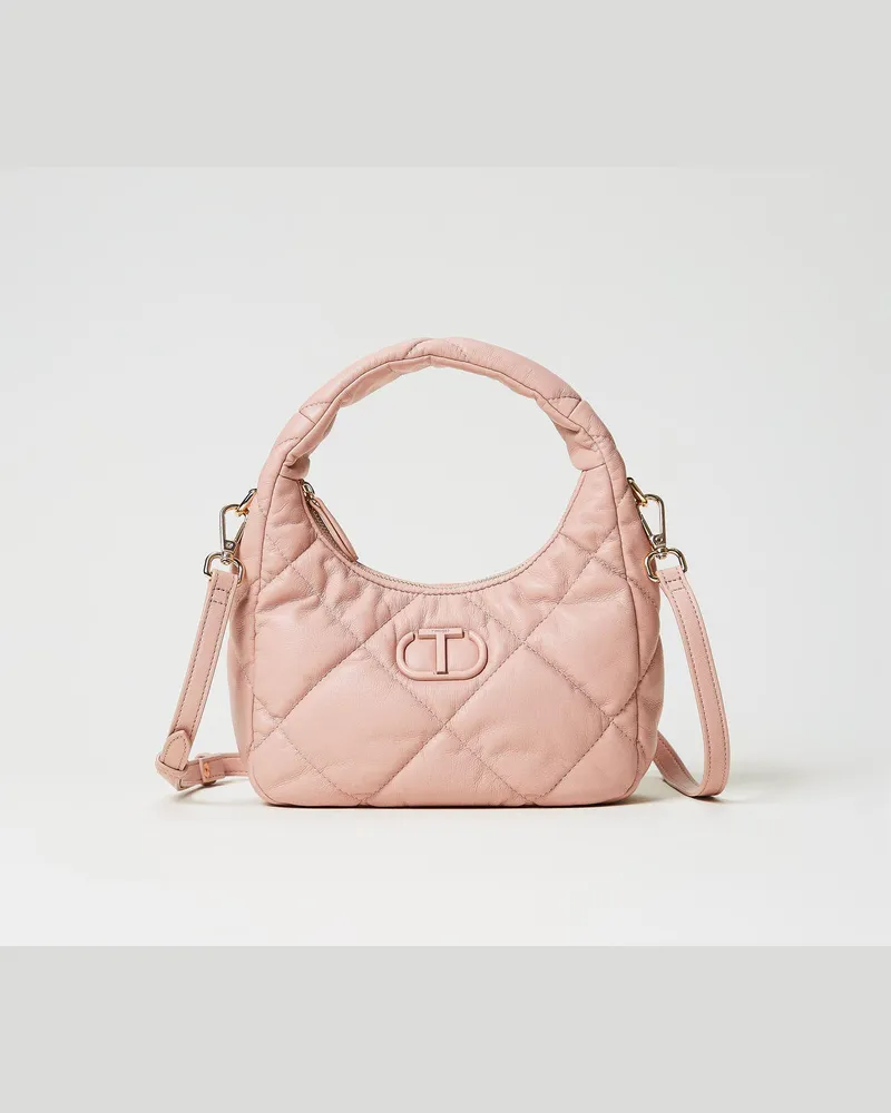 Twin-Set Taschen - Kleine Hobo-Stepptasche mit Wattierung, Puderrosa, Einheitsgröße 