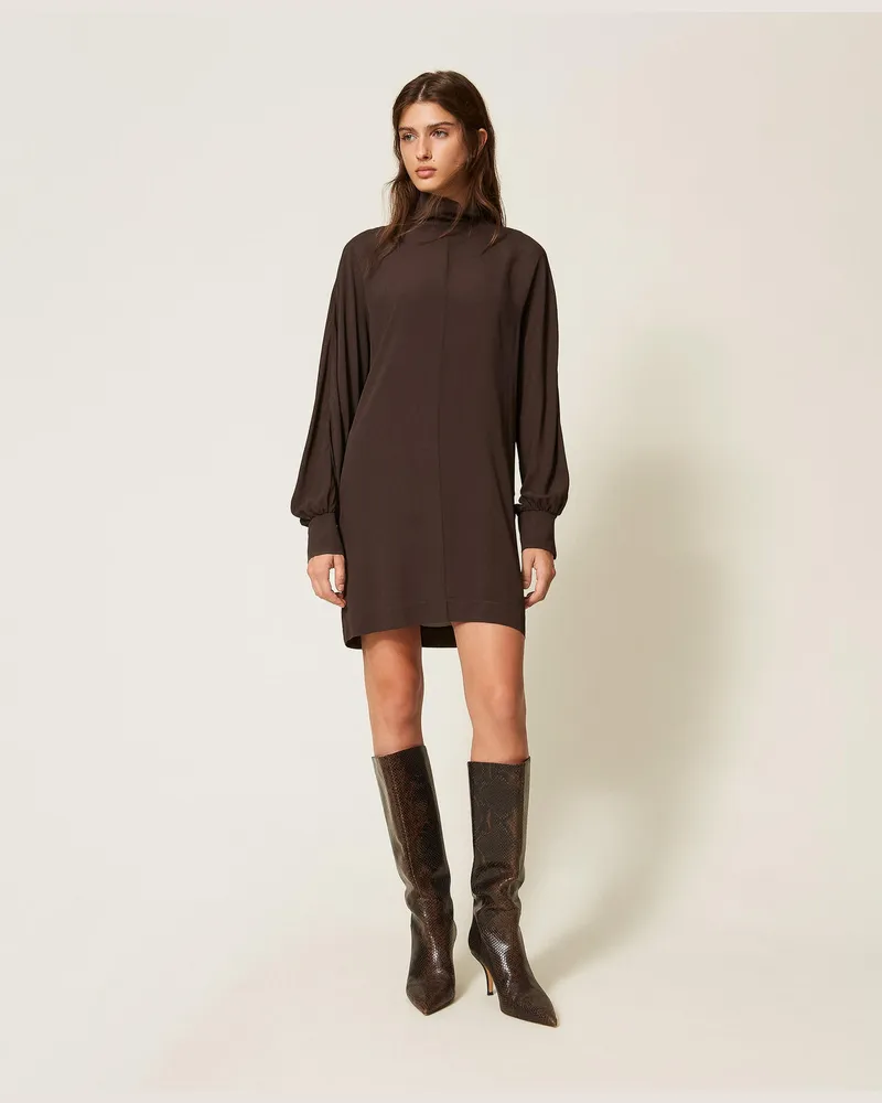 Twin-Set Kurzes Kleid aus Crêpe de Chine Deep