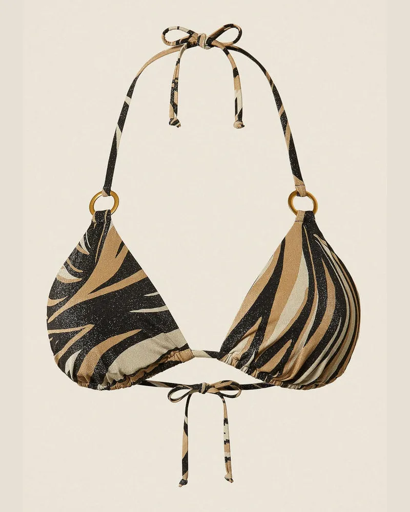Twin-Set Bademode - Triangel-Bikinitop mit Lurex und Print, Multicolor-Zebra-Print Schwarz, Animal, Größe Multicolor-zebra-print