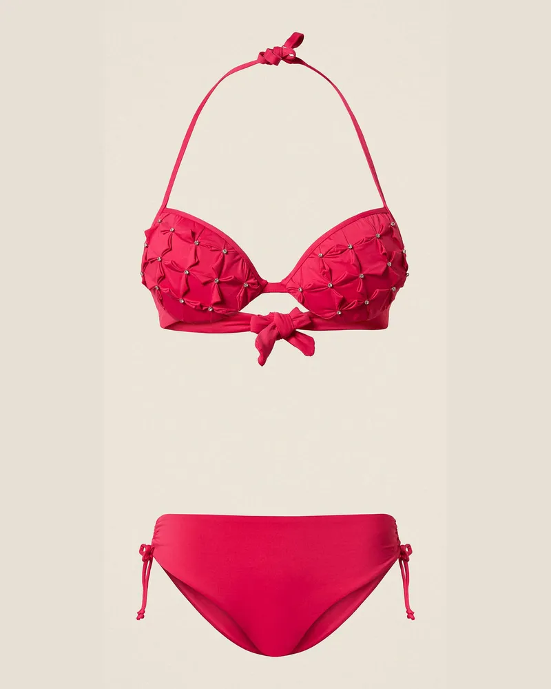 Twin-Set Bademode - Push-up-Bikinitop mit Stickerei und Slip, Fuchsia Cyclamen, Größe Fuchsia