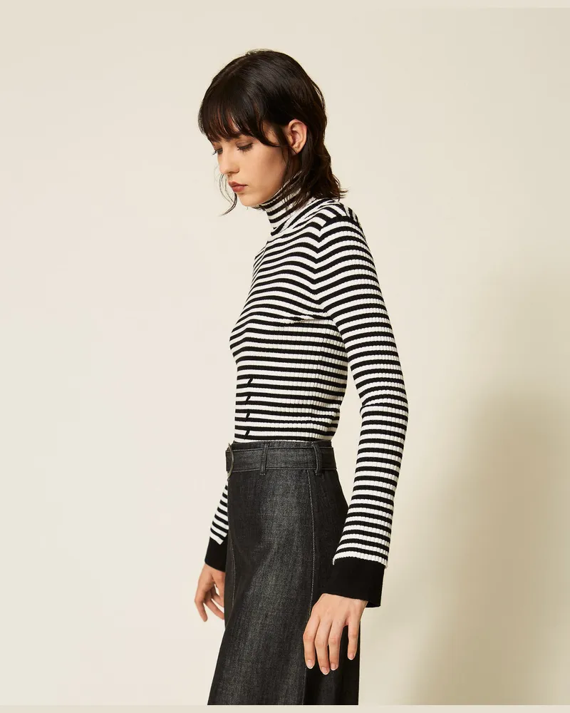 Actitude by Twinset Gestreifter Stehkragenpullover Streifen