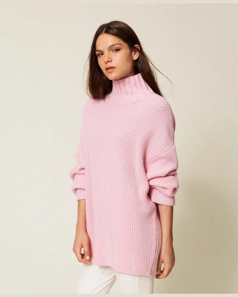 Actitude by Twinset Pullover mit Rollkragen aus Wollmischung, „Fairy Tales"-Rosa, Wolle, Größe „fairy
