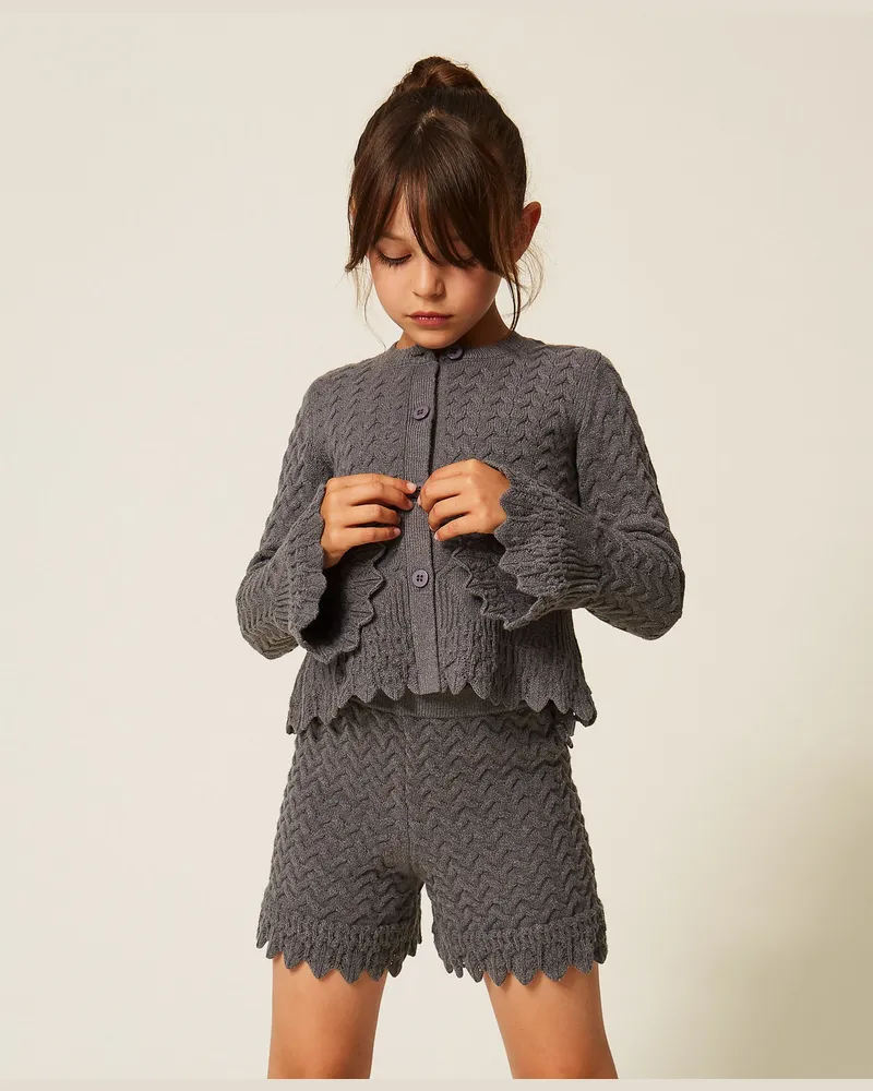 Twin-Set Strick-Cardigan mit Zopfmuster 