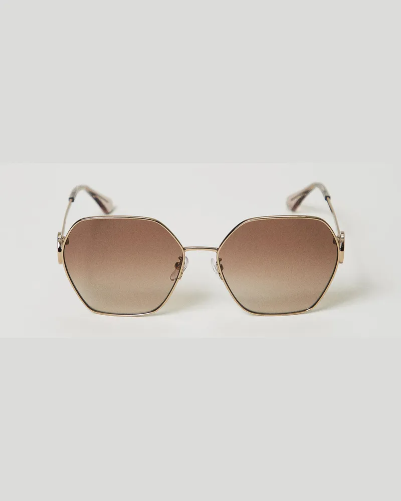 Twin-Set Accessoires - Sechseck-Sonnenbrille aus Stahl, Shiny Camel, Einheitsgröße Shiny