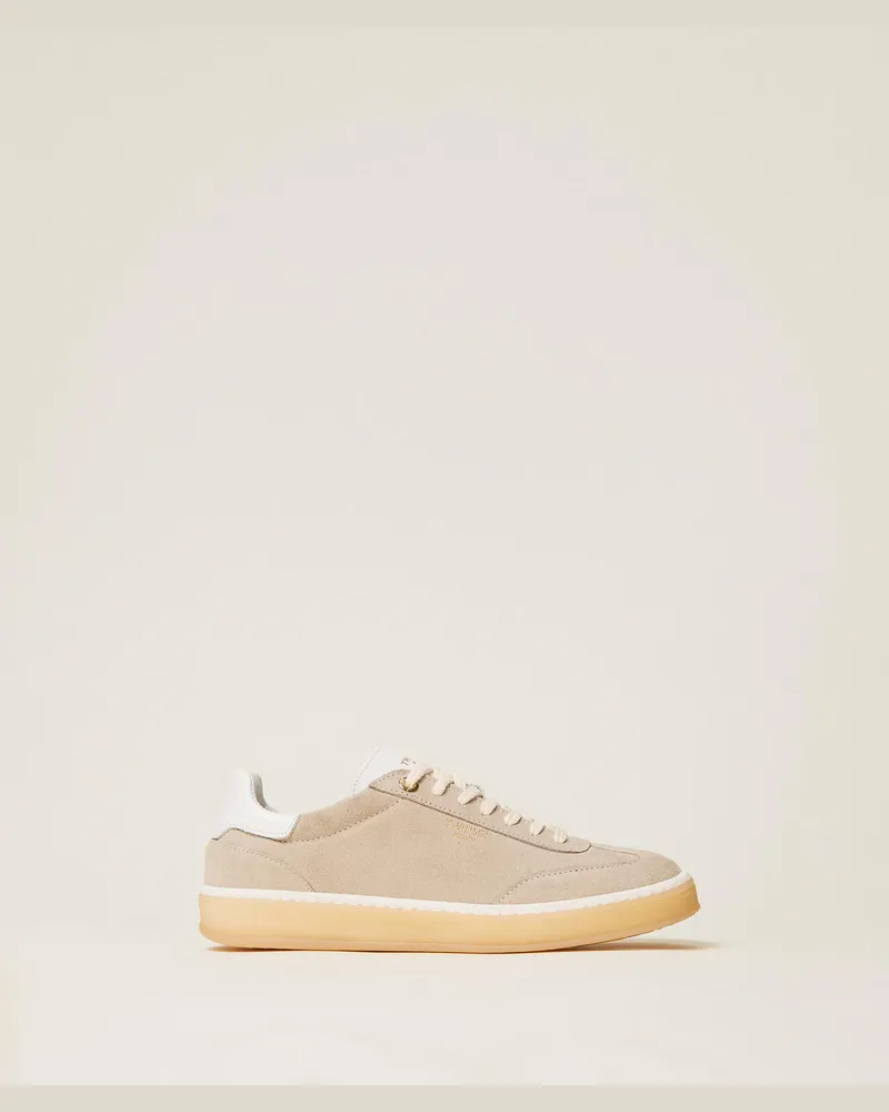 Twin-Set Schuhe - Sneaker aus Rauleder, "Parchment"-Beige, Größe Parchment-beige